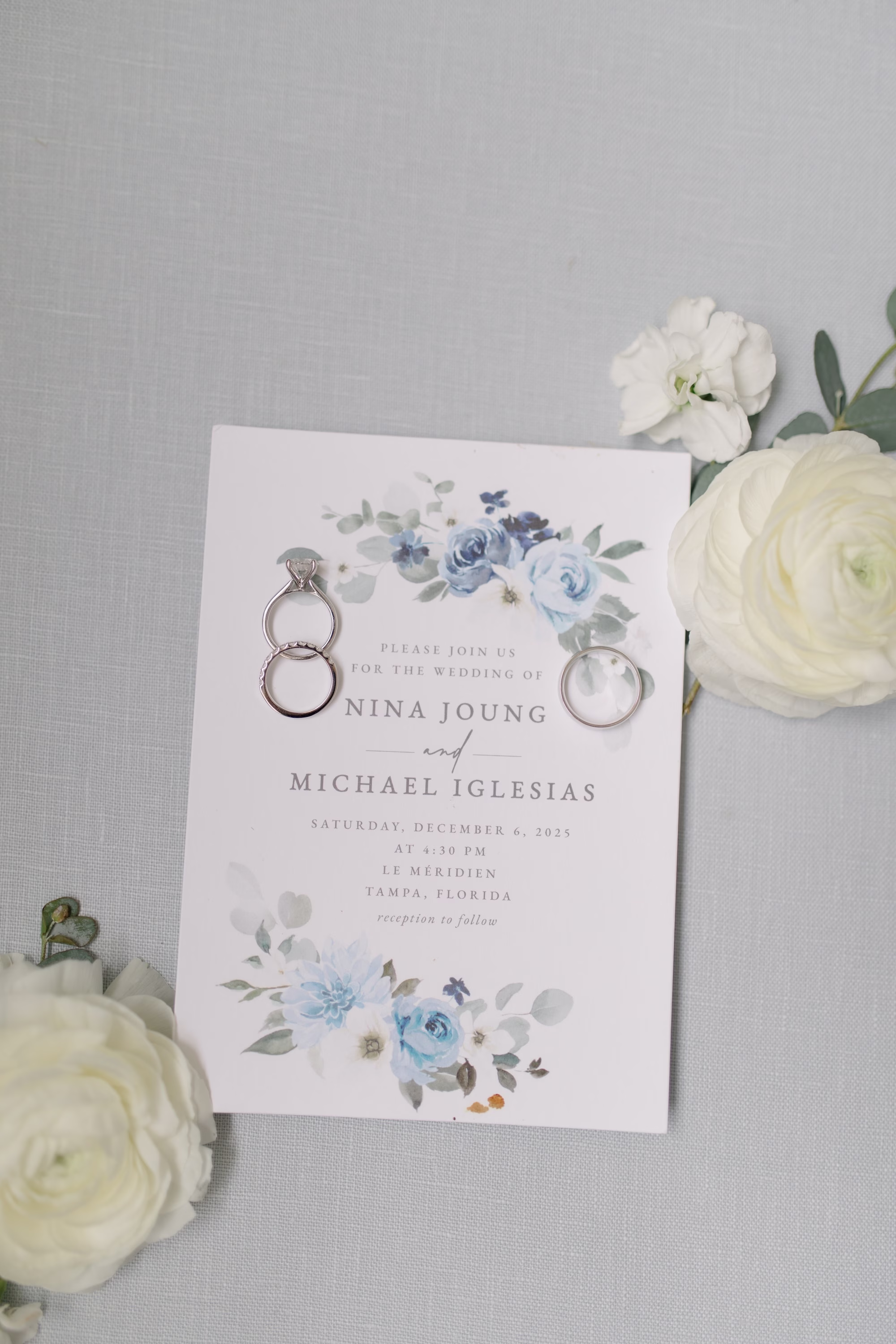 1Elegant Dusty Blue and Gold Wedding Inspiration - Elegant, Dusty Blue and Gold Downtown Tampa Wedding | Le Méridien Tampa Dusty Blue and Gold Wedding Invitation Ideas