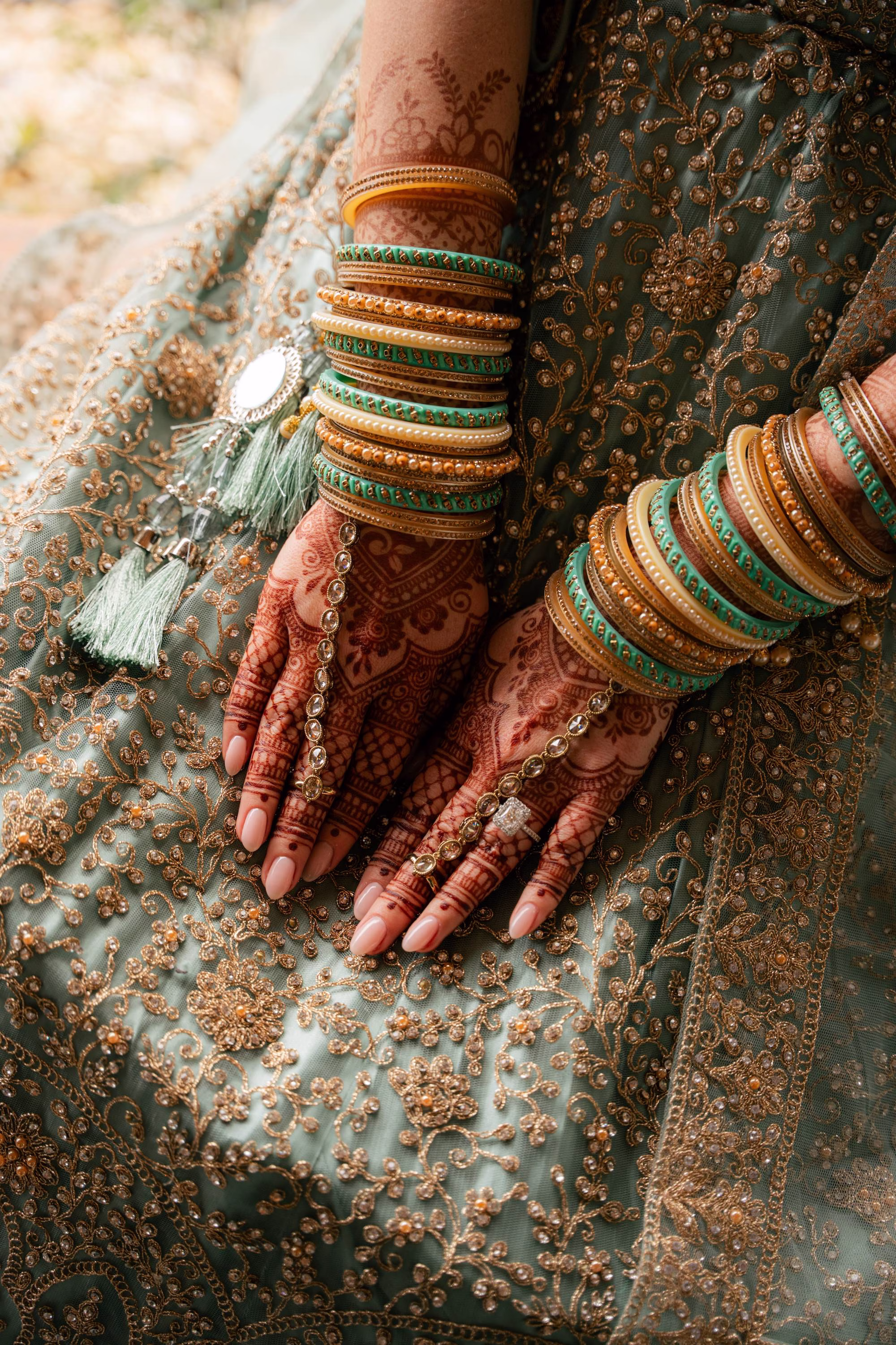 Light Blue Indian Fusion Sangeet Wedding Bridal Henna Design Ideas