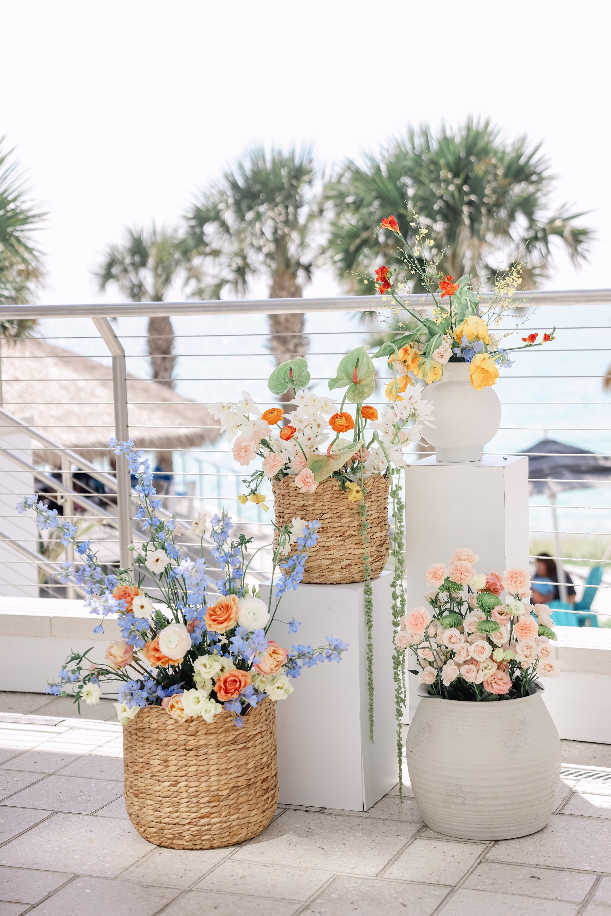 20Tropical Pastel Florida Wedding Inspiration - Tropical, Pastel Outdoor Wedding | Opal Sands Clearwater Beach Tropical Pastel Florida Wedding Ceremony Altar Decor Ideas
