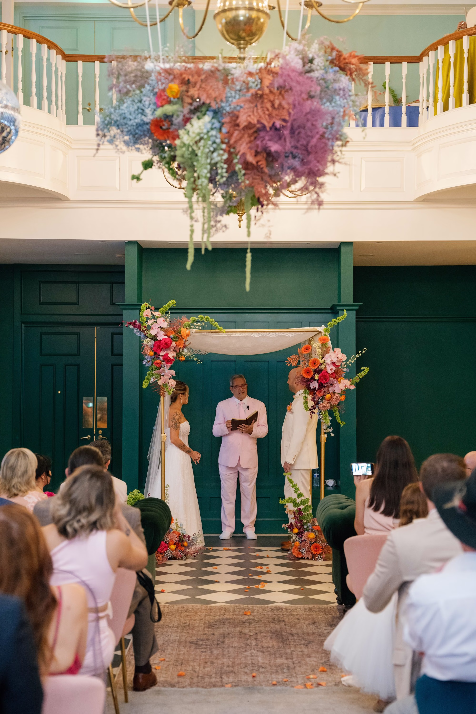 Whimsical Vibrant Wedding Ceremony Decor Inspiration | Tampa Event Venue Spiral Staircase