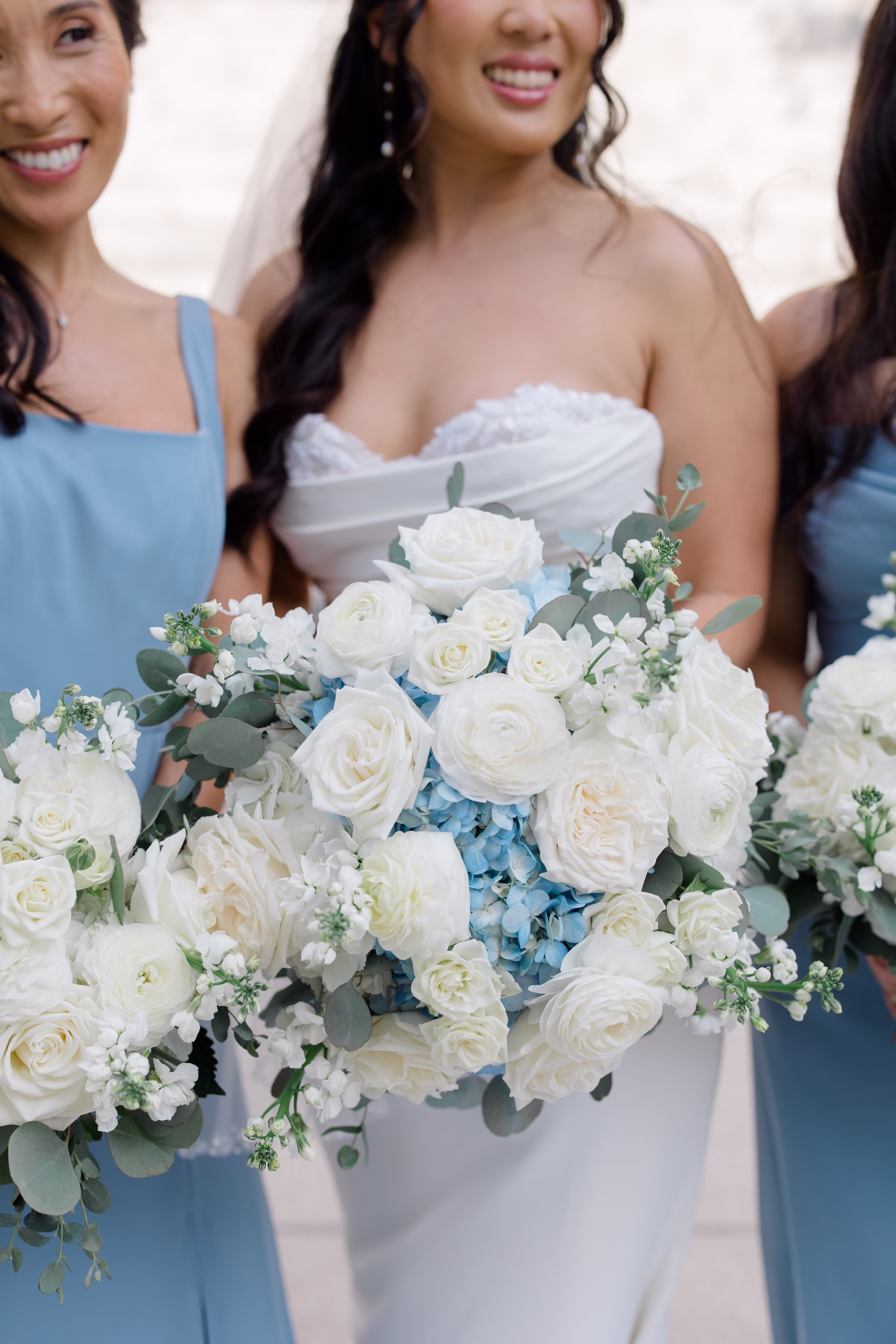 25Elegant Dusty Blue and Gold Wedding Inspiration - Elegant, Dusty Blue and Gold Downtown Tampa Wedding | Le Méridien Tampa Elegant White and Blue Wedding Bouquet Ideas