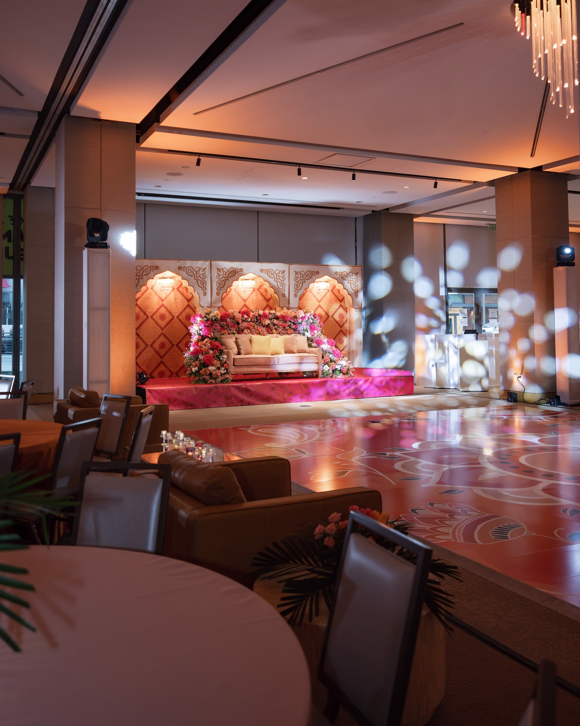 Vibrant Red and Pink Indian Sangett Wedding Reception Decor Ideas | St Pete Event Venue James Museum