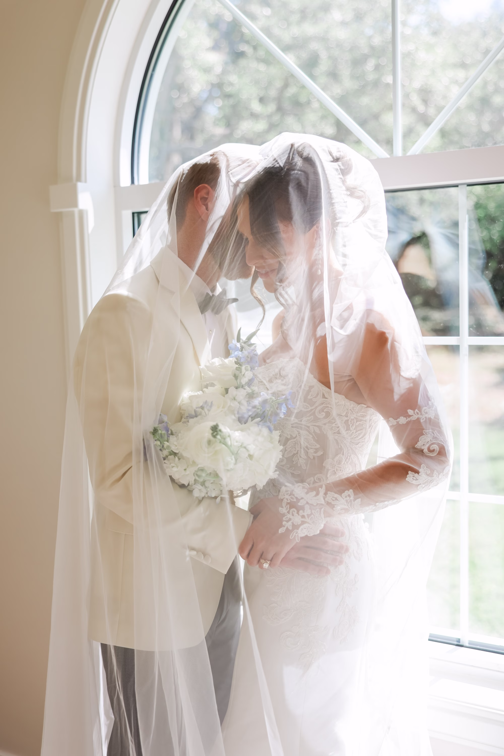 Bride and Groom Wedding Portrait | White Strapless Mermaid Wedding Gown with Lace Bodice and Sleeves Inspiration | Clearwater Photographer Lifelong Photography Studio | Tampa Boutique Truly Forever Bridal