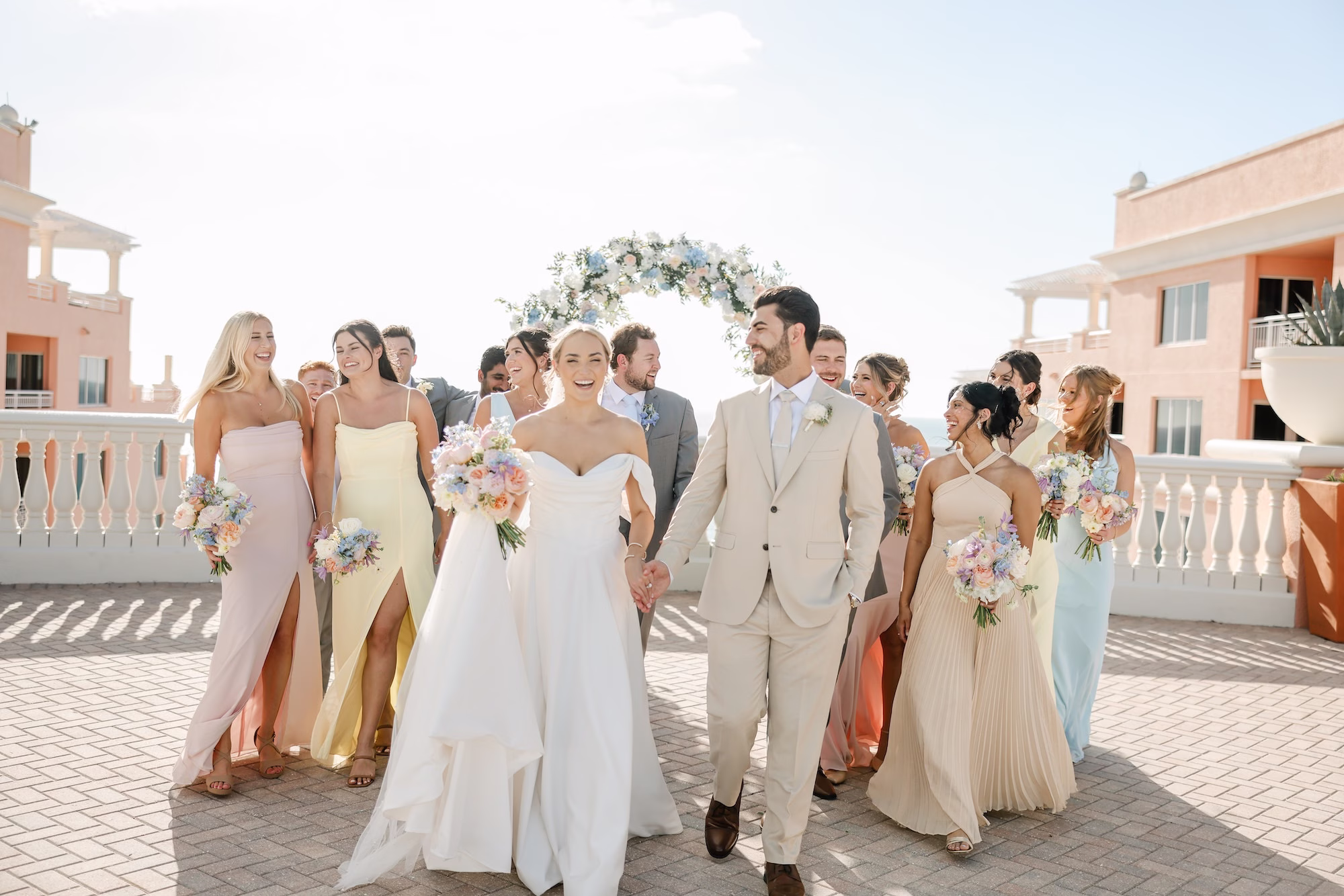 Bride and Groom with Wedding Party
