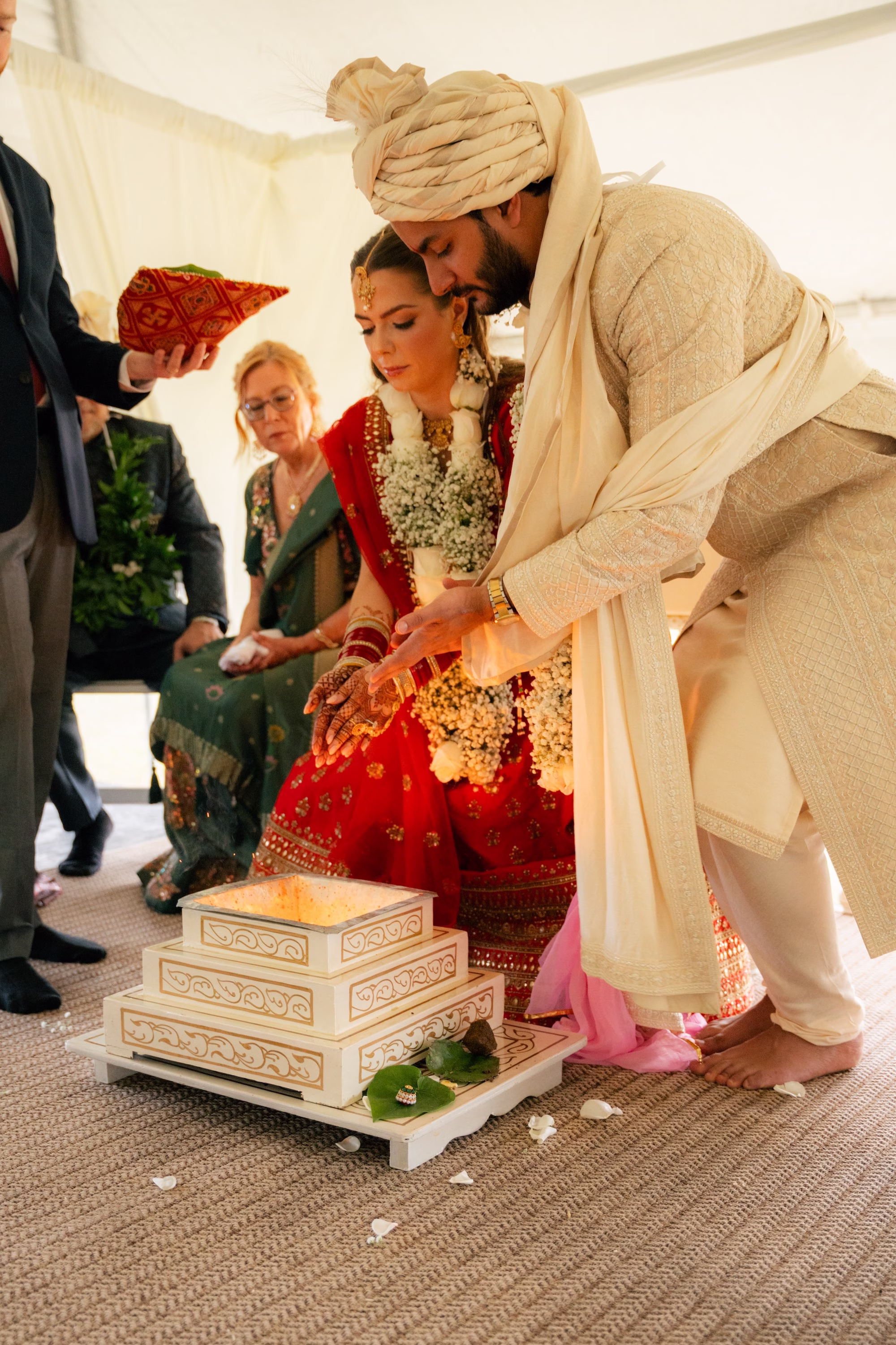 Bride and Groom Indian Fusion Wedding Ceremony Mangal Pheras Inspiration