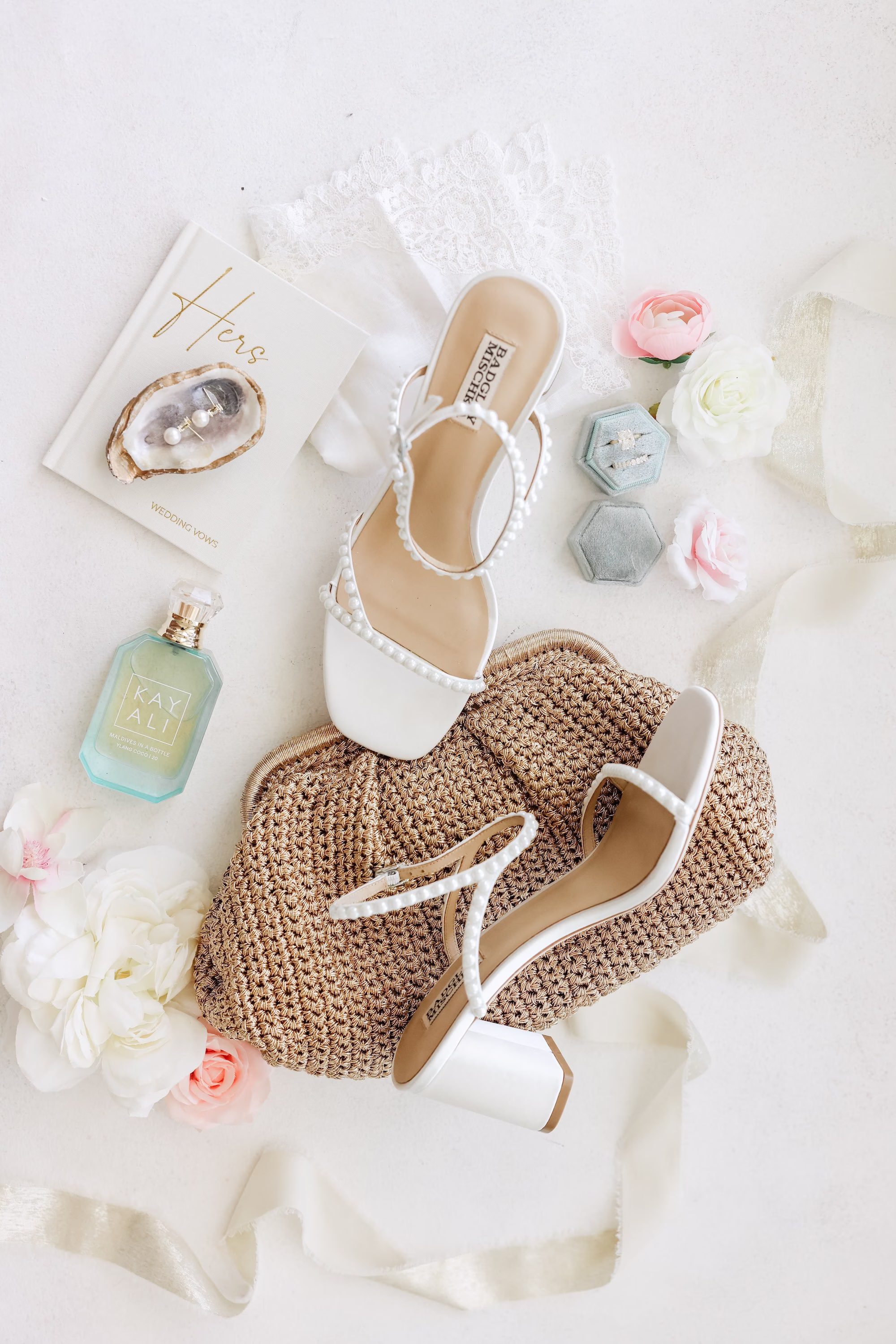 2Tropical Pastel Florida Wedding Inspiration - Tropical, Pastel Outdoor Wedding | Opal Sands Clearwater Beach White Badgley Mischka Bridal Wedding Shoes
