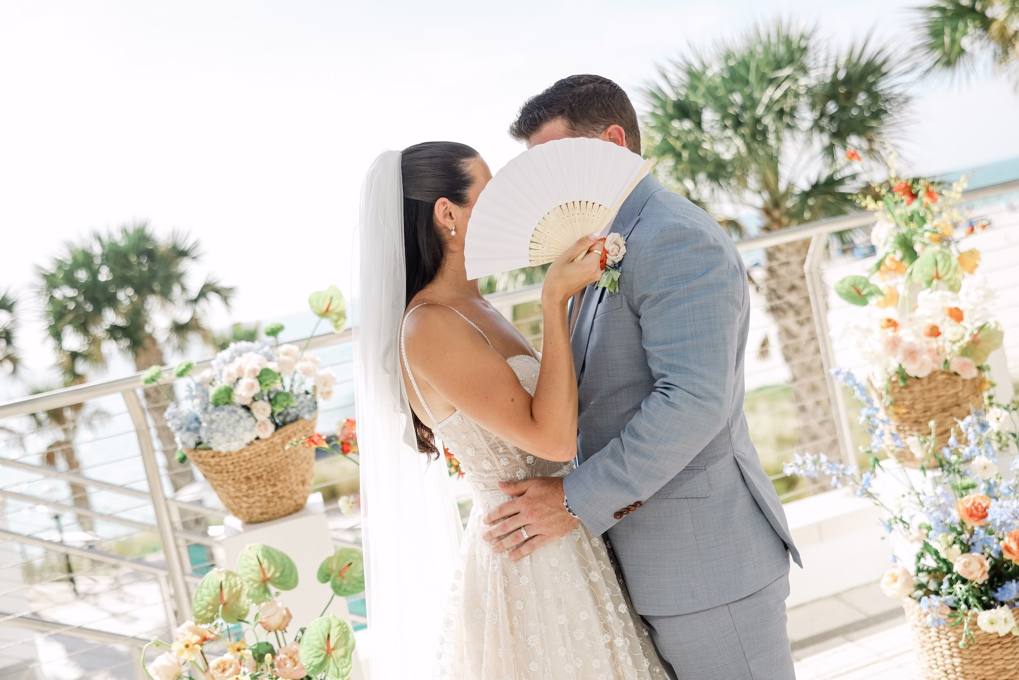 30Tropical Pastel Florida Wedding Inspiration - Tropical, Pastel Outdoor Wedding | Opal Sands Clearwater Beach Bride and Groom Wedding Portrait | Clearwater Beach Photographer Lifelong Photography Studio