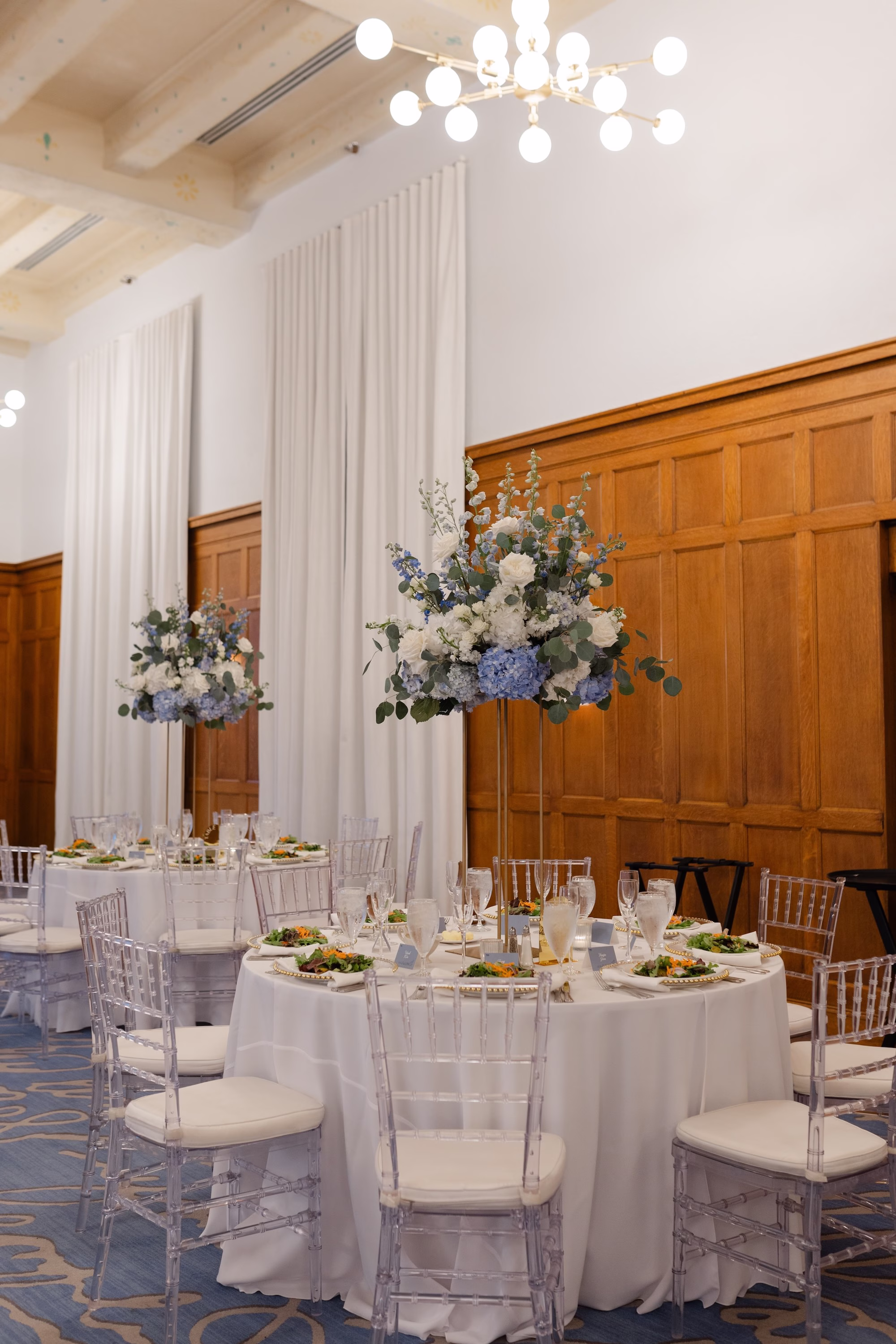 31Elegant Dusty Blue and Gold Wedding Inspiration - Elegant, Dusty Blue and Gold Downtown Tampa Wedding | Le Méridien Tampa Elegant Dusty Blue and Gold Wedding Reception Decor Ideas