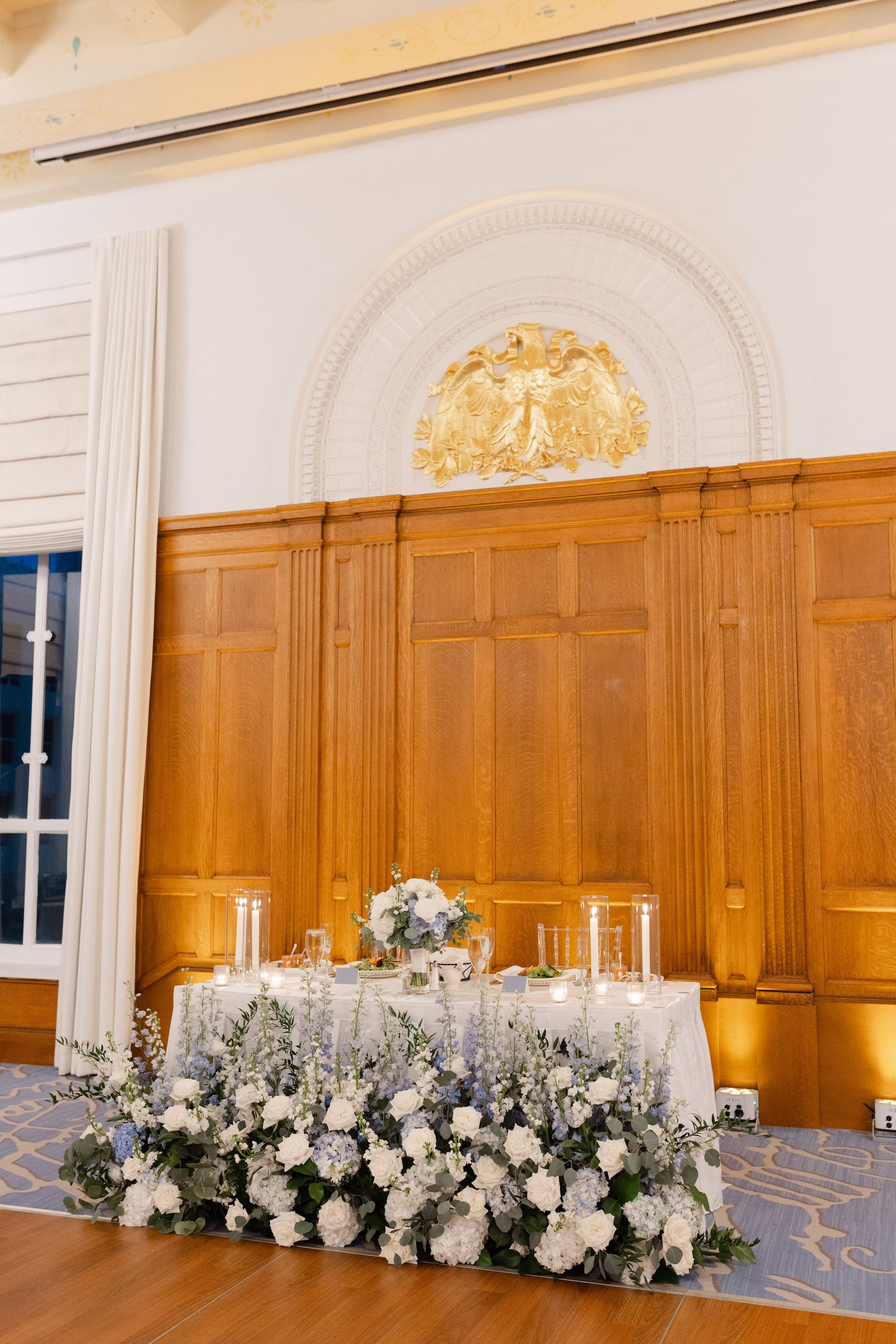 32Elegant Dusty Blue and Gold Wedding Inspiration - Elegant, Dusty Blue and Gold Downtown Tampa Wedding | Le Méridien Tampa Elegant Dusty Blue and Gold Wedding Reception Decor Ideas