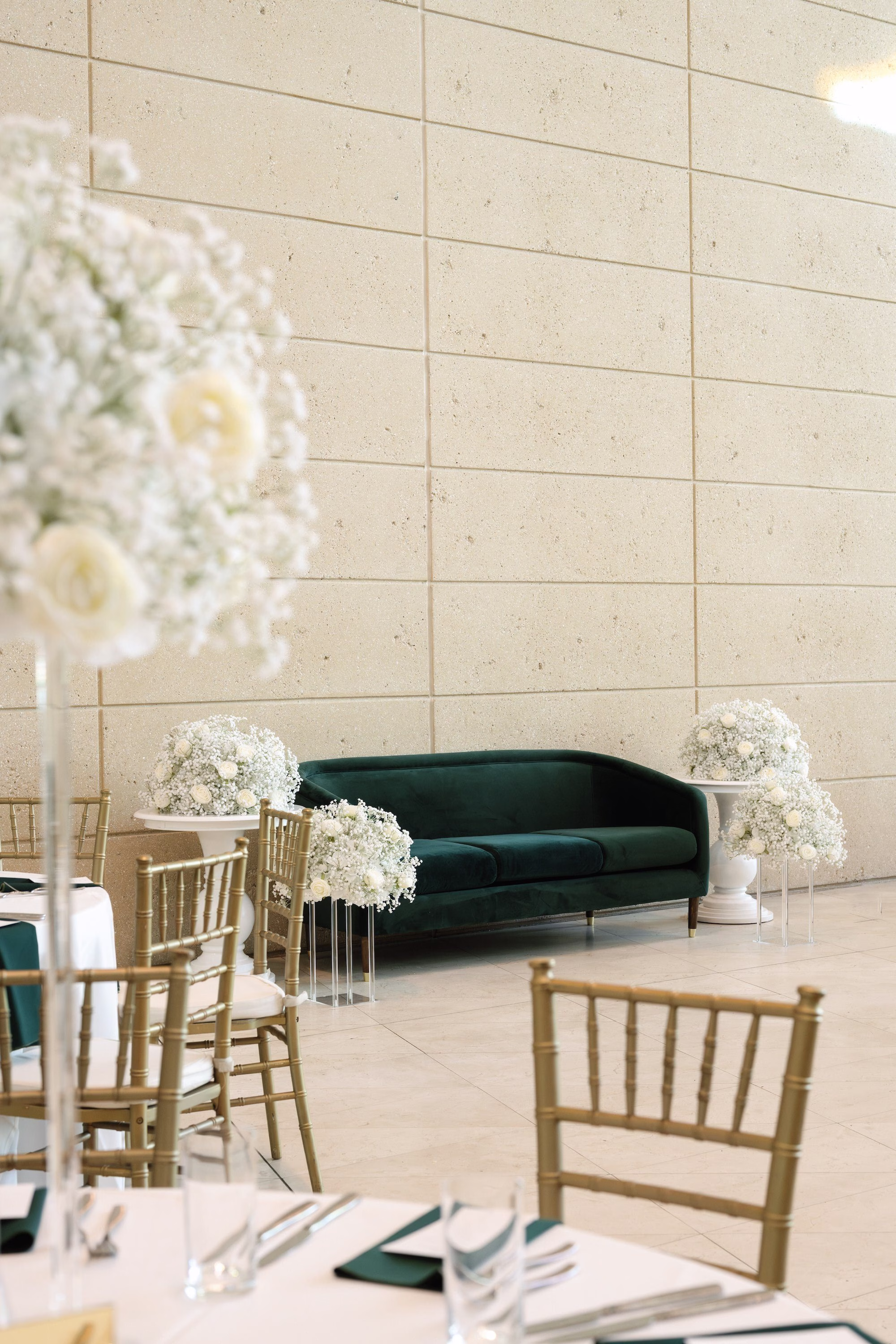 White and Green Indian Wedding Reception Decor Ideas