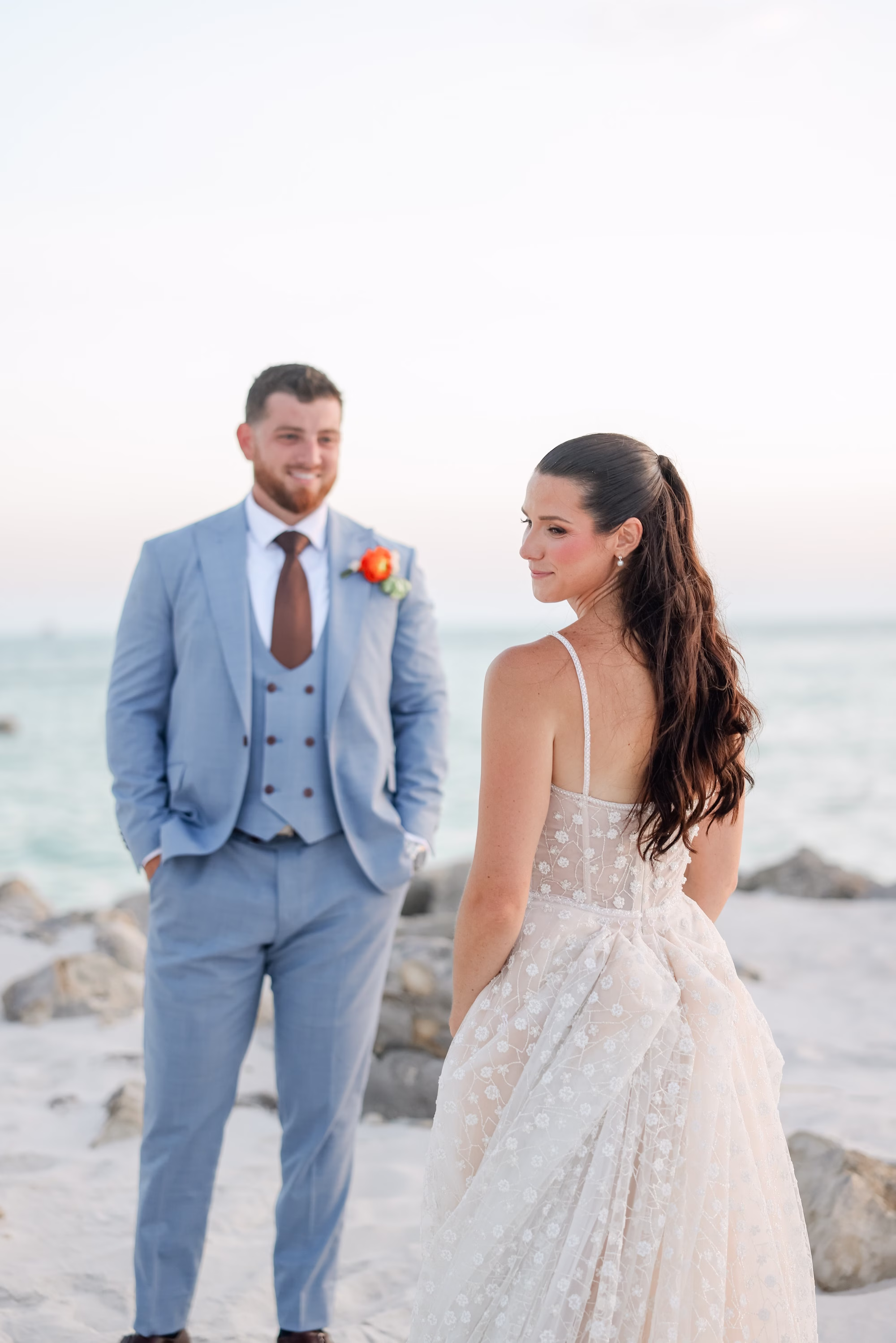 34Tropical Pastel Florida Wedding Inspiration - Tropical, Pastel Outdoor Wedding | Opal Sands Clearwater Beach Bride and Groom Wedding Portrait | Clearwater Beach Photographer Lifelong Photography Studio