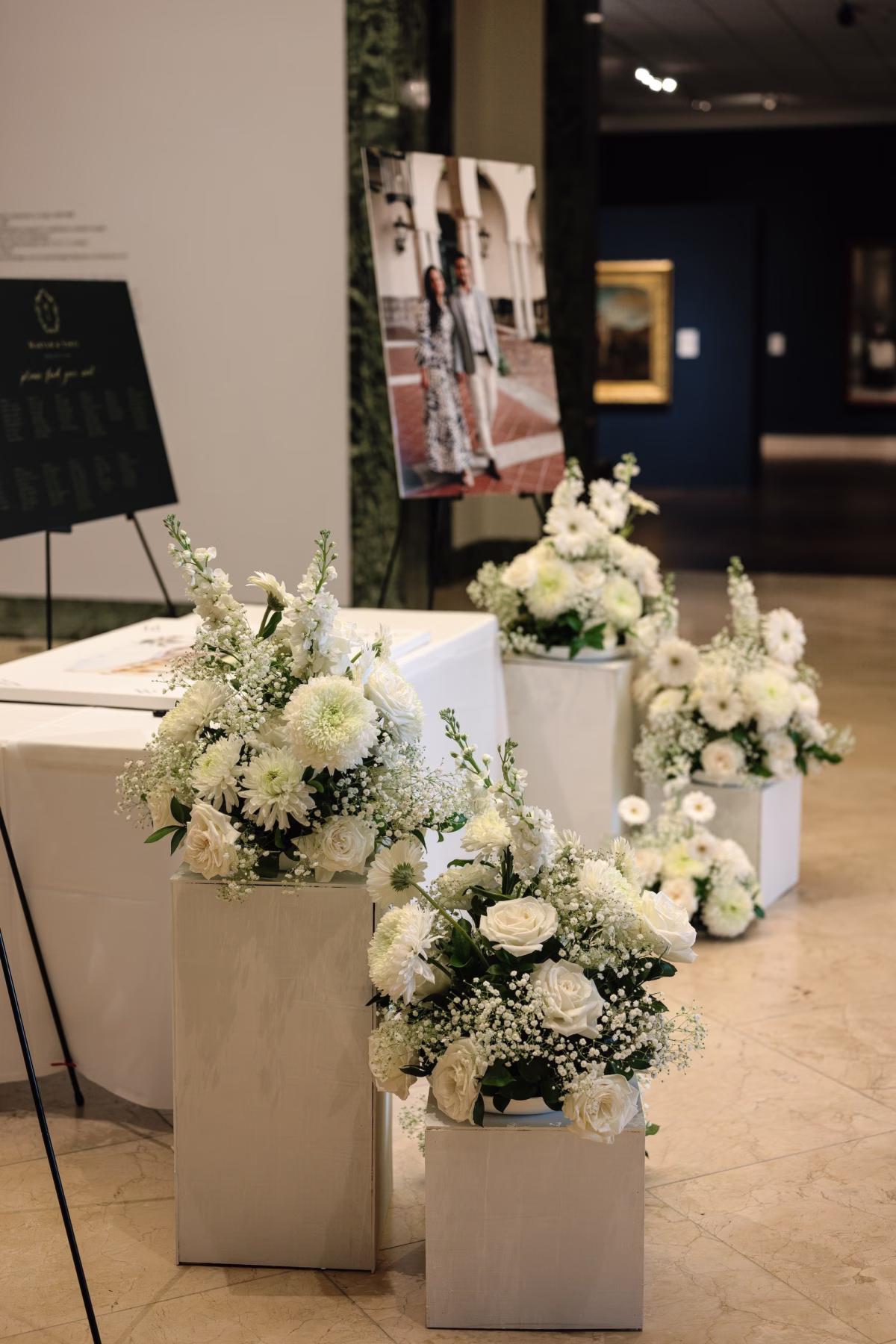 White and Green Indian Wedding Reception Decor Ideas