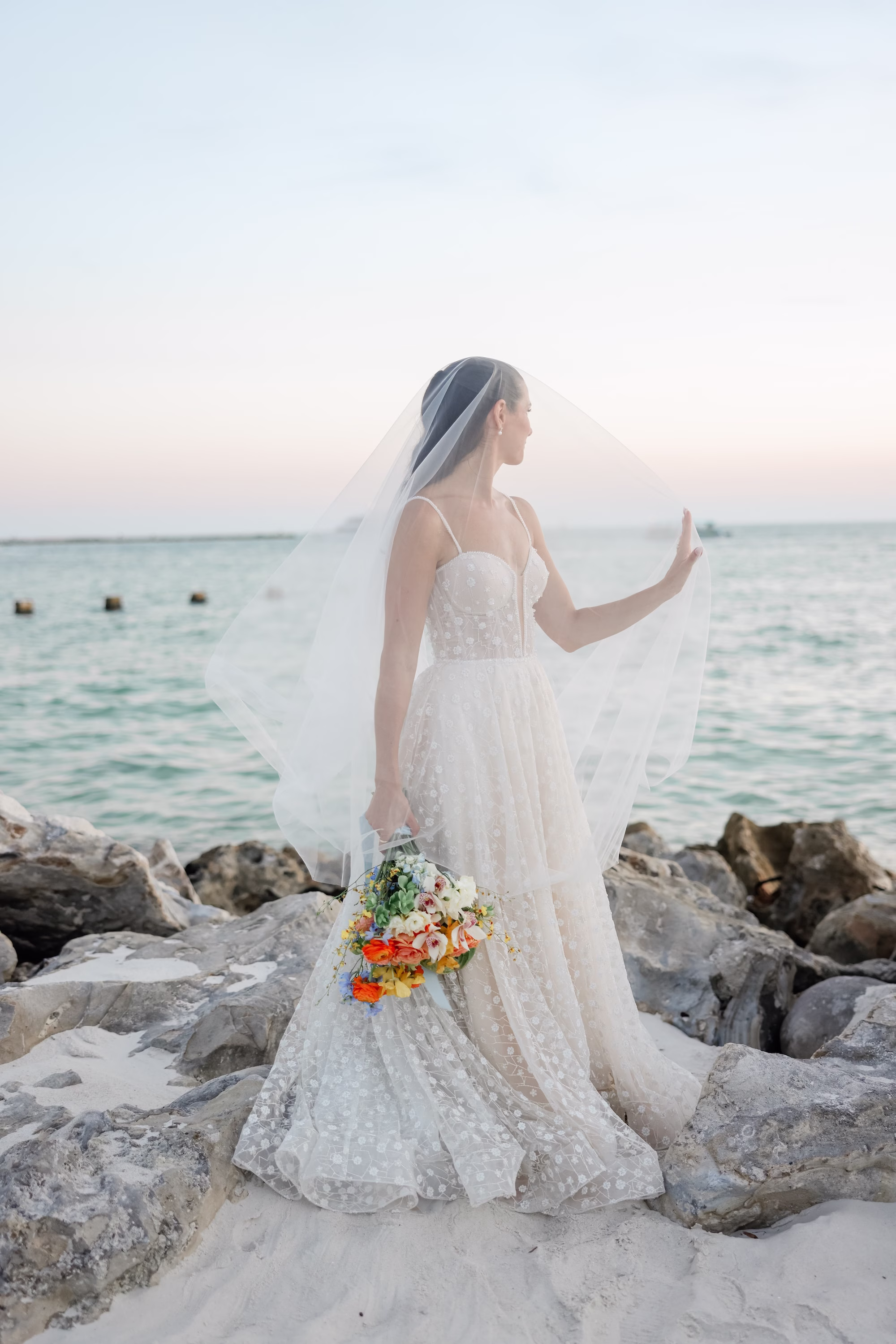 35Tropical Pastel Florida Wedding Inspiration Clearwater Beach Venue Opal Sands - Tropical, Pastel Outdoor Wedding | Opal Sands Clearwater Beach Bride Wedding Portrait | Clearwater Beach Event Venue Opal Sands | Photographer Lifelong Photography Studio