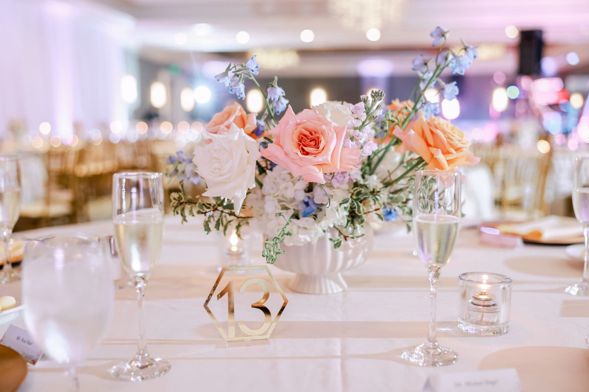 Whimsical Pastel Blue Wedding Reception Centerpiece Decor Inspiration