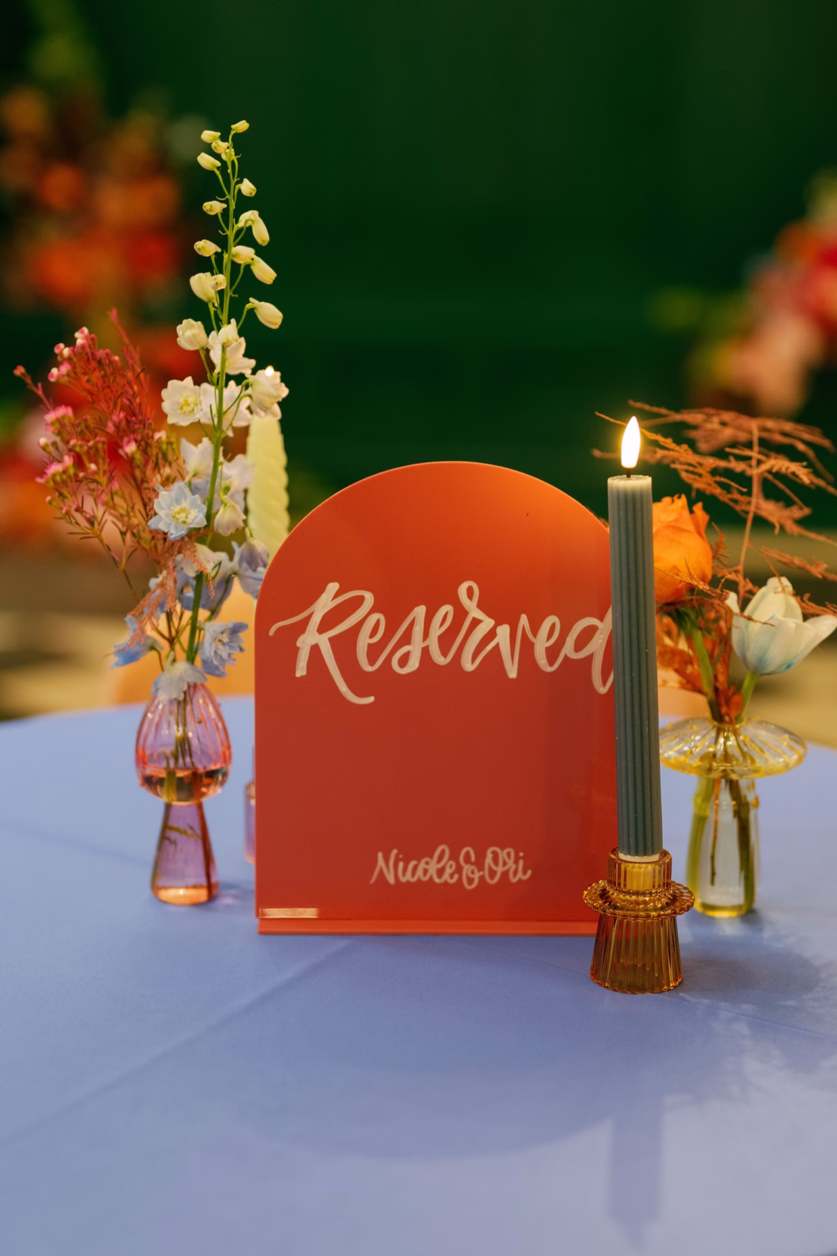 Whimsical Vibrant Wedding Reception Centerpiece Decor Ideas | Tampa Bay Signage madWOLFE Designs