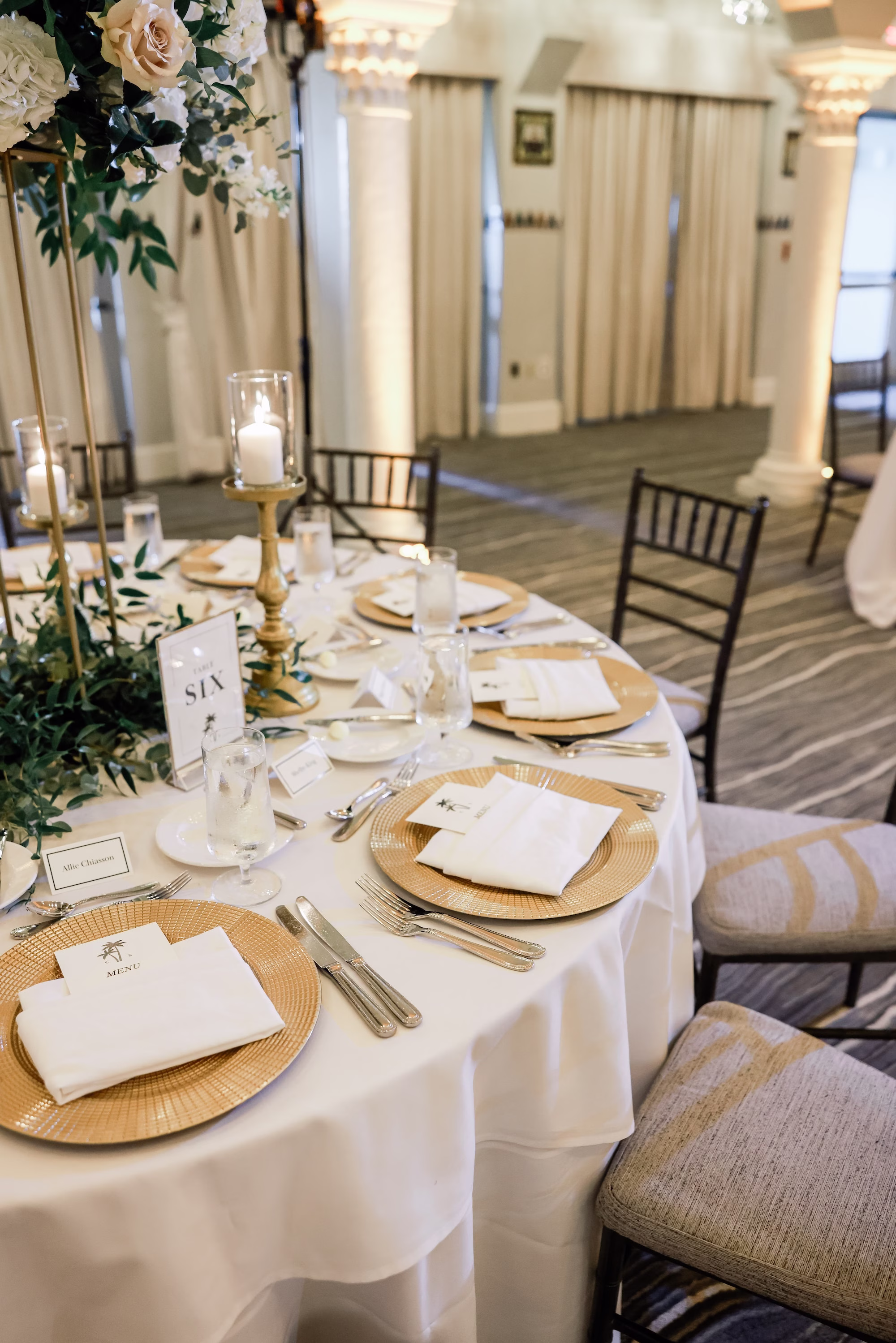 41Timeless White and Green Wedding Inspiration - Chic Blush and White St. Pete Garden Wedding | The Vinoy Timeless White and Green Wedding Reception Place Setting Decor Ideas