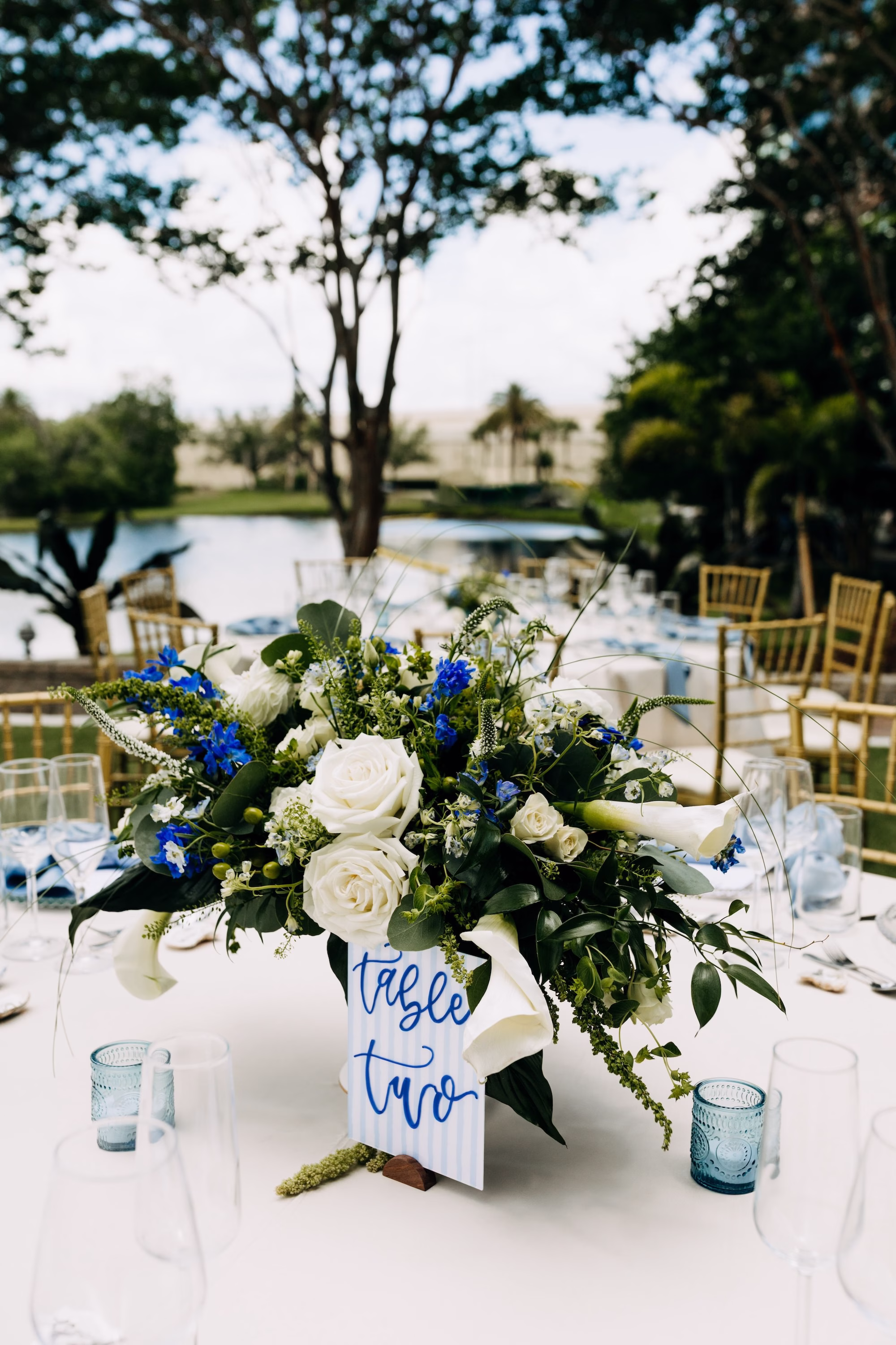 42Modern Blue Coastal Wedding Inspiration - Coastal Dusty Blue Waterfront Wedding Inspiration | Grand Hyatt Tampa Bay Modern Blue Coastal Wedding Reception Tablescape Place Setting Decor Ideas | Tampa Bay Florist La Maison des Fleurs | Signage madWOLFE Designs