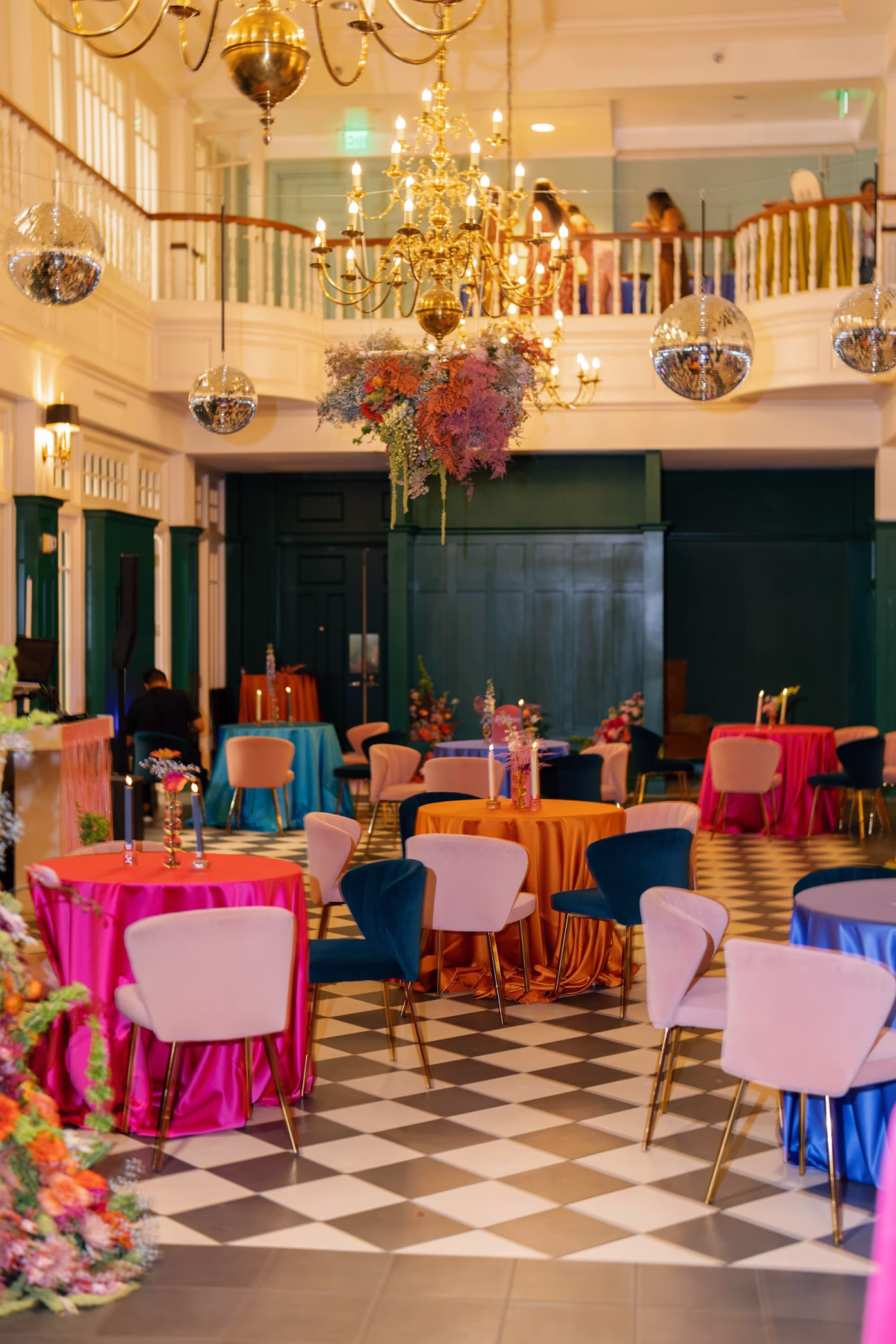 Whimsical Vibrant Wedding Reception Decor Inspiration | Tampa Bay Event Venue Spiral Staircase | Planner Wilder Minds Events | Kate Ryan Event Rentals