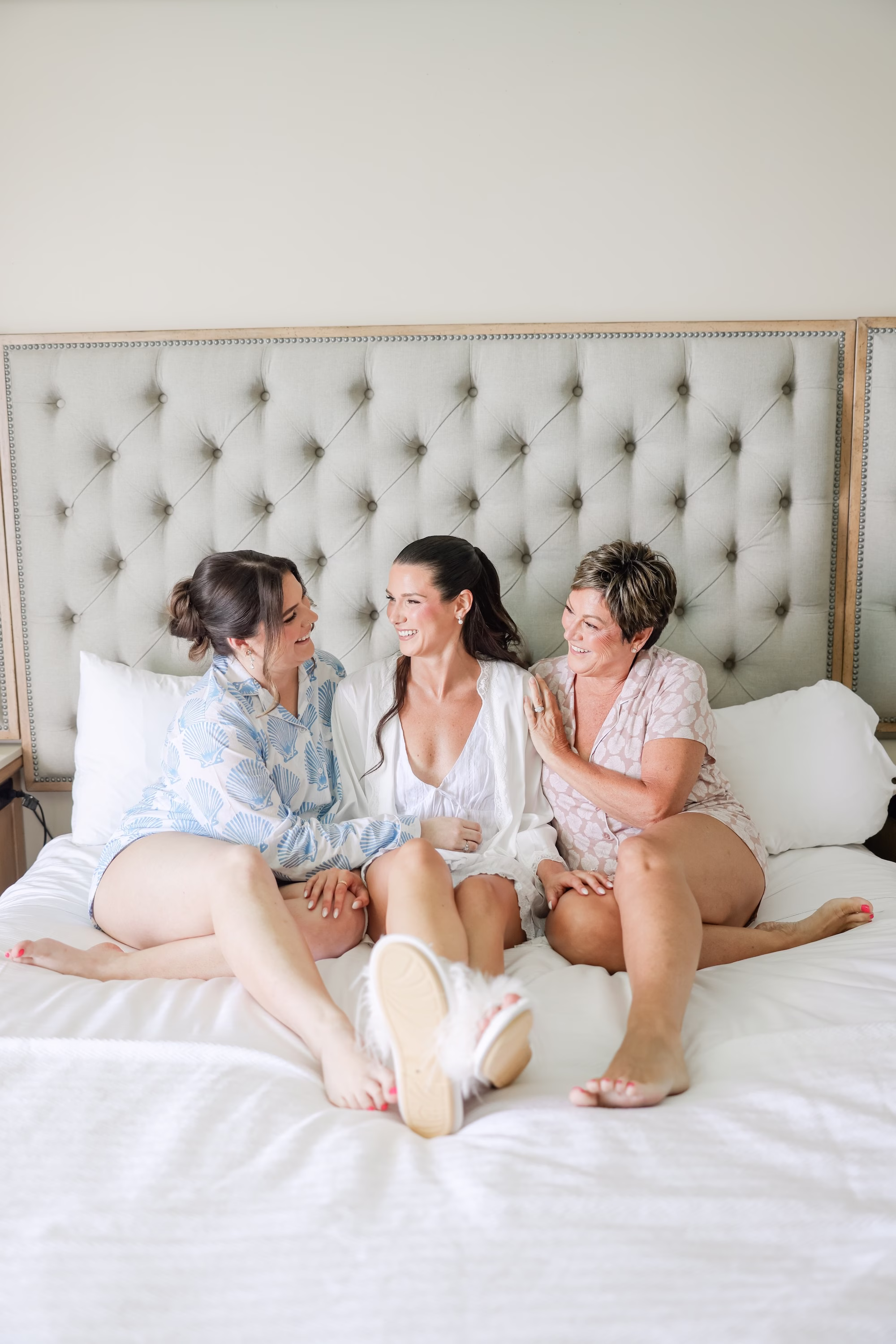 4Tropical Pastel Florida Wedding Inspiration - Tropical, Pastel Outdoor Wedding | Opal Sands Clearwater Beach Bride with Sister and Mother Wedding Portrait