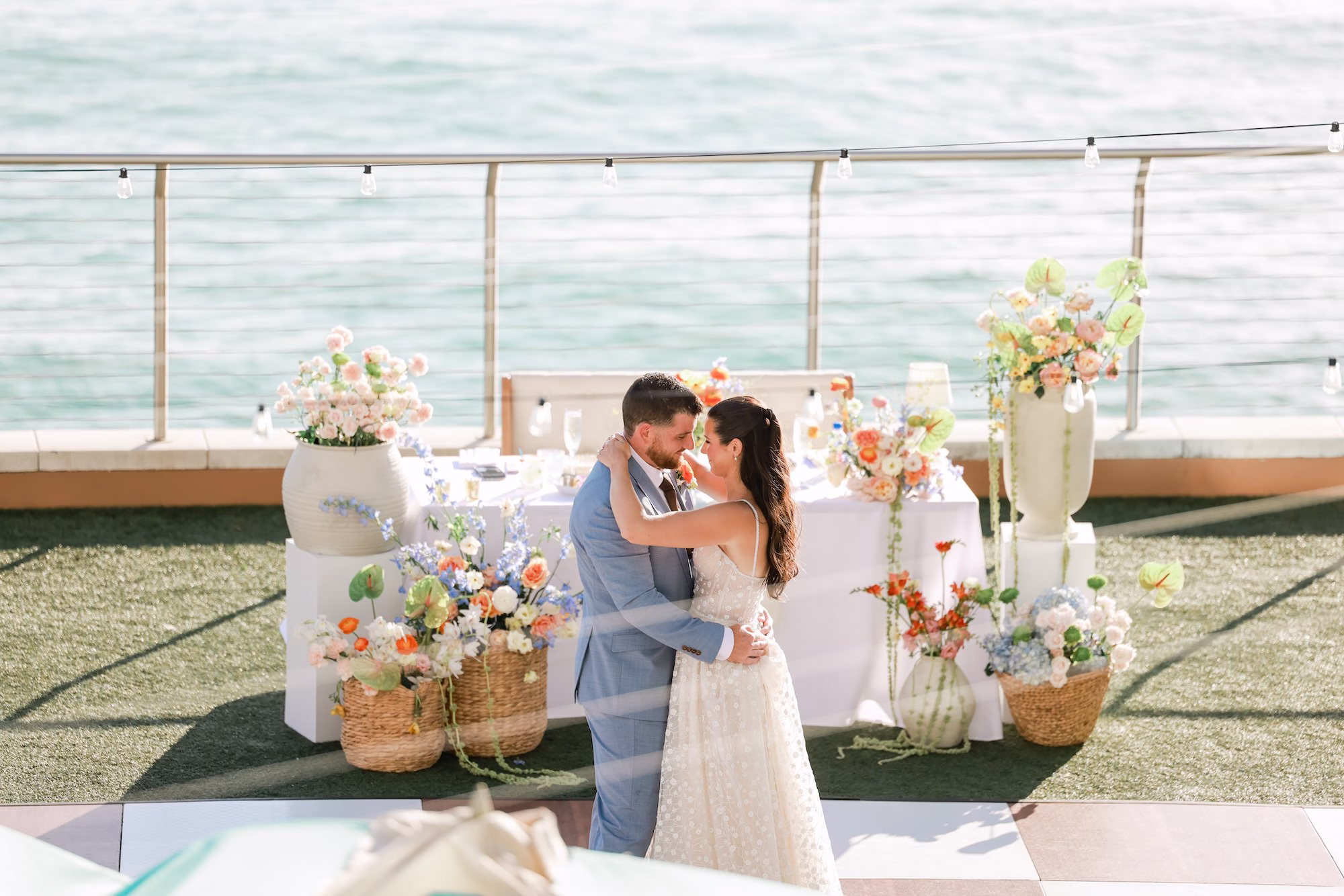54Tropical Pastel Florida Wedding Inspiration Clearwater Beach Venue Opal Sands - Tropical, Pastel Outdoor Wedding | Opal Sands Clearwater Beach Bride and Groom First Dance Wedding Portrait | Clearwater Beach Event Venue Opal Sands | Photographer Lifelong Photography Studio