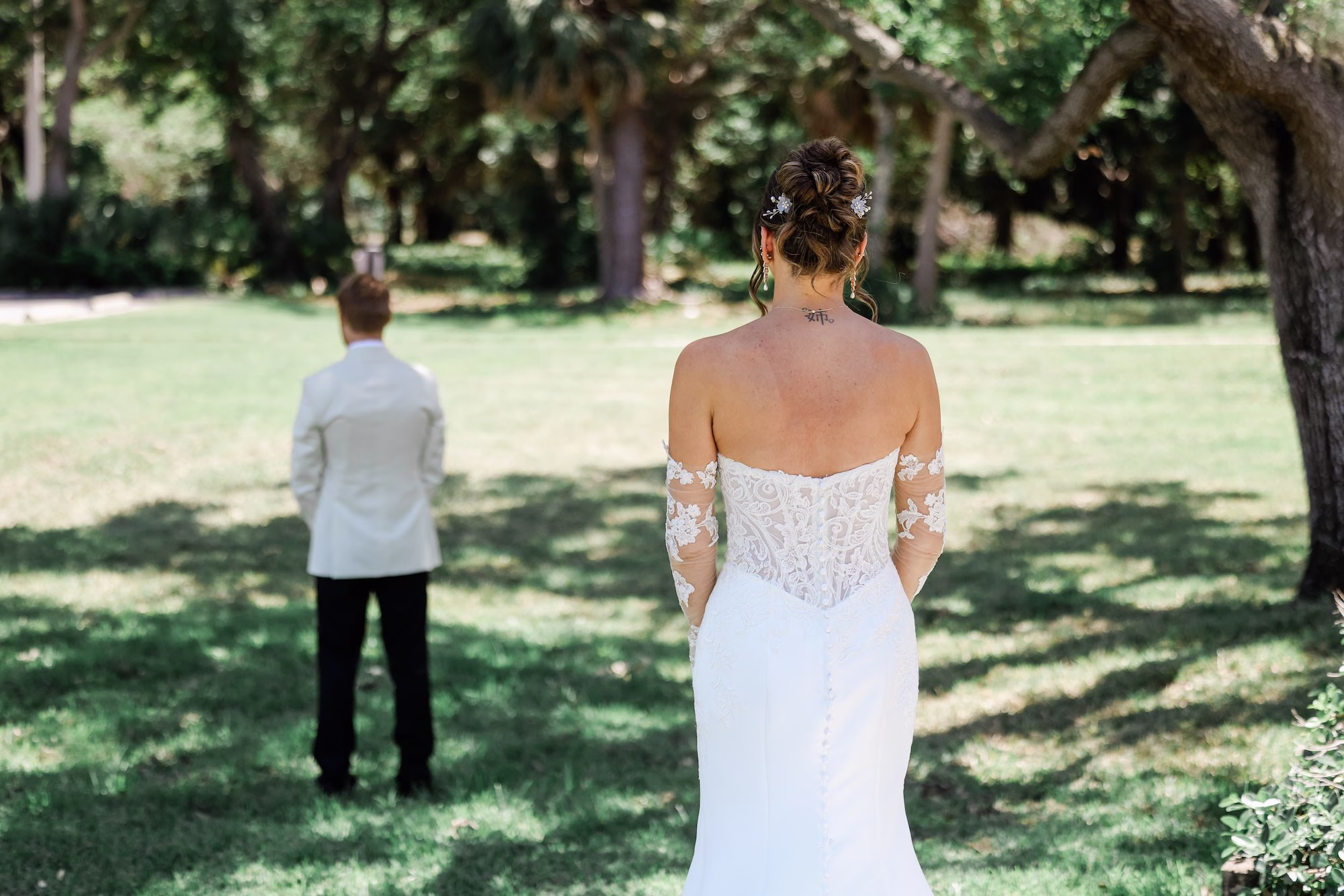 Bride and Groom First Look Wedding Portrait | Clearwater Photographer Lifelong Photography Studio | Tampa Boutique Truly Forever Bridal | Content Creator Behind The Vows