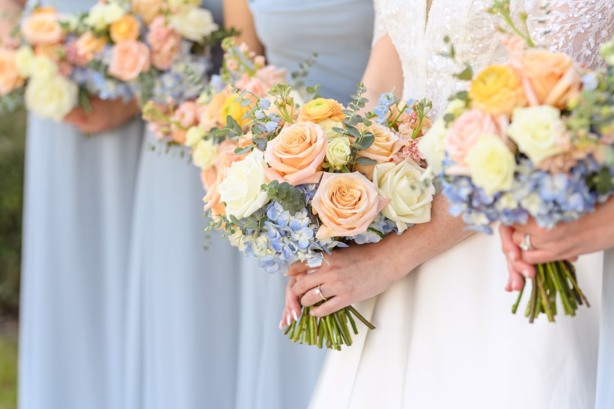 Dusty Blue and Peach Wedding Bouquet Ideas | Tampa Bay Florist Monarch Events and Design
