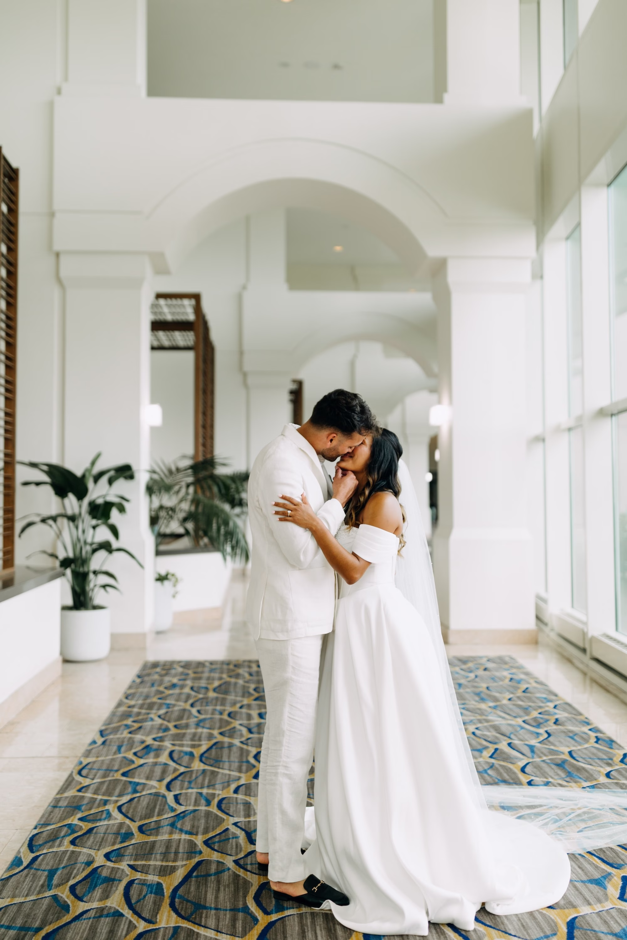 8Modern Blue Coastal Wedding Inspiration - Coastal Dusty Blue Waterfront Wedding Inspiration | Grand Hyatt Tampa Bay Bride and Groom First Look Wedding Portrait | Tampa Bay Photographer Amber McWhorter Photography | Videographer Cinemamouré | Content Creator Behind the Vows